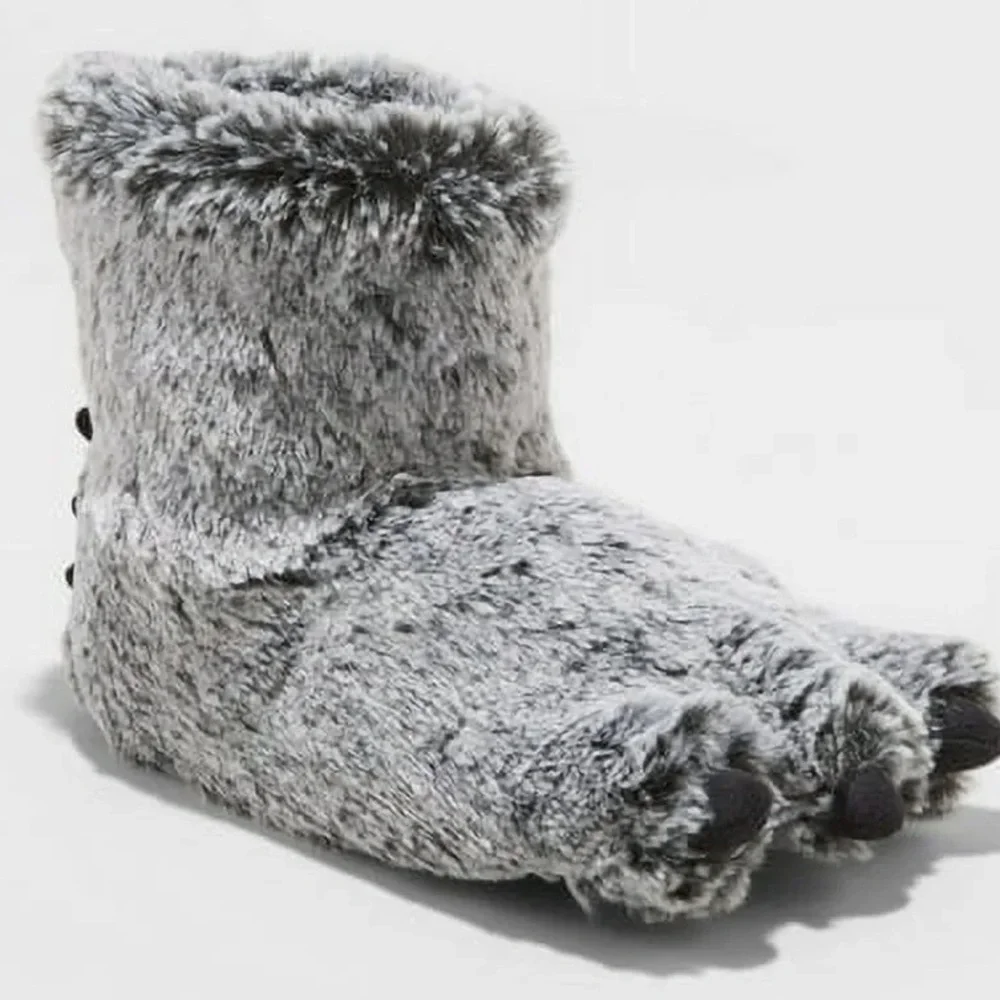 Cat & Jack Fuzzy Gray Slippers